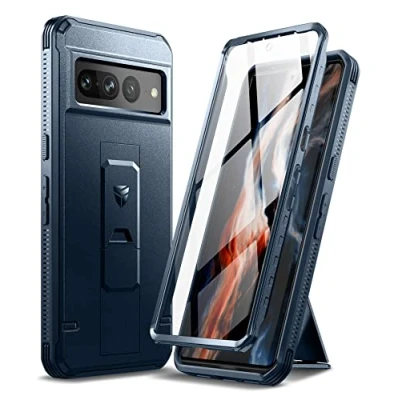 Immagine di Dexnor Compatibile con custodia Google Pixel 7 Pro, [pellicola protettiva integrata e supporto per il calcio] Heavy Duty Military Grade Protezione Antiurto, Pro (blu