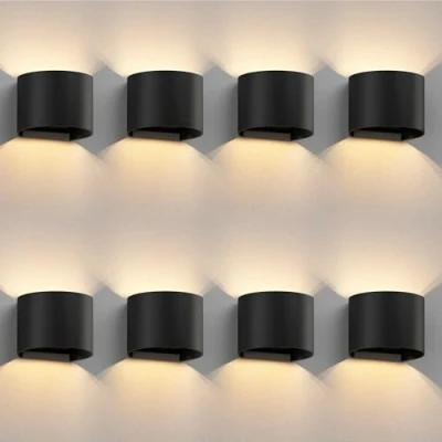 Immagine di ledscom.de 8 pz. lampada da parete RUNEL per esterni, IP65, up/downlight, nero opaco, rotonda, 1x G9 max. 10W
