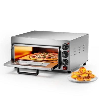 Immagine di Wiltec Forno pizza elettrico, con pietra refrattaria in cordierite, 2000W, max 350C Fornetto
