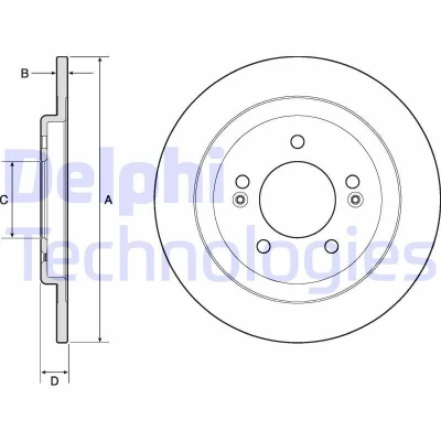 Immagine di DELPHI BG4749C Disco freno 284 10 5 pieno rivestito non trattato senza cuscinetto ruota, anello sensore ABS KIA: cee‘d II Hatchback