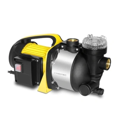 Immagine di TROTEC pompa da giardino TGP 1005 ESF con potenza 3500 l/h, 1000 W, pressione di mandata 4,2 bar, altezza 42 m, aspirazione 7 acqua per botti pioggia, cisterne, laghetti