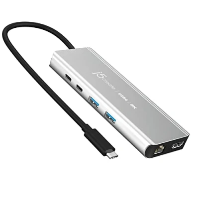 Immagine di j5create USB4 8K Multi Port Hub 6 in 1 con 8K60/4K144 HDMI 2,5 Gig Ethernet ricarica PD porte USB A C compatibile MacBook, laptop Windows, Thunderbolt 3/4, dispositivi (JCD403)