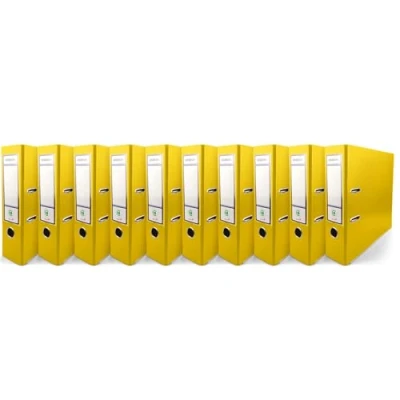 Immagine di Netuno 10 raccoglitori documenti giallo a 2 anelli A4 dorso 8 cm in cartone ecologico riciclato per archivio ufficio faldoni portadocumenti registratori ad