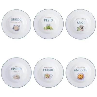 Immagine di Set 6 Piatto fondo 22,6 cm in porcellana new bone China, Le Travisate