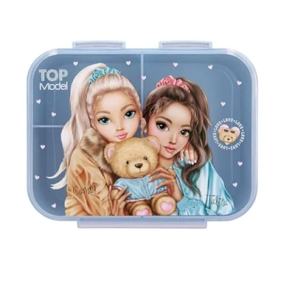 Immagine di Depesche 13255 TOPModel Team Teddy Rosa, Modello e Motivo a Scacchi, Scatola per Il Pranzo con 3 Scomparti Coperchio Blu Trasparente, Multicolore, One Size