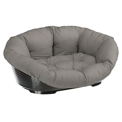 Immagine di Ferplast Cuccia Cane con Cuscino SOFA&#039; 8 in Cotone Lavabile, Lettino per Cani da Interno Imbottito, Cesta Plastica, Fondo Forato e Poggiamento, Antiscivolo, 85 x 62 h 28,5 cm, Tortora