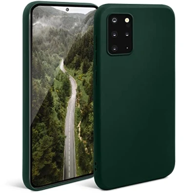 Immagine di Moozy Minimalist Series, Cover in Silicone per Samsung S20 Plus, Verde Notte Finitura Opaca, Custodia Sottile e Morbida TPU