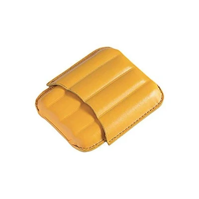 Immagine di EGOIST Portammezzato I Portasigari Sagomato In Vera Pelle Capienza 4 Sigari Ammezzati Disegno Elegante Accessorio Per Sigaro Giallo