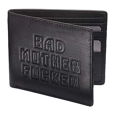 Immagine di Portafoglio in vera pelle, con la scritta “Bad Mother Fucker (in inglese), colore: nero