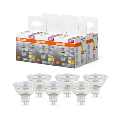 Immagine di OSRAM Riflettore a stella Lampada LED, GU5.3 base vetro trasparente ,Bianco caldo (2700K), 345 Lumen, sostituzione delle lampade 35W, non dimmerabile, 6 Confezione
