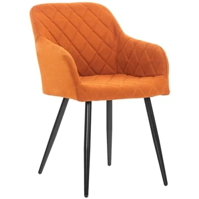 Immagine di CLP Sedia da Pranzo Shila Fodera A Rombi I Poltroncina Salone Comfort in Velluto O Stoffa con Braccioli, Colore:Arancione, Materiale:Stoffa