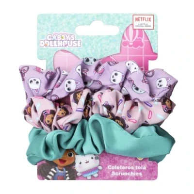 Immagine di Scrunchies Disney, Minnie, Principesse, Frozen II, Lilo &amp; Stitch, Carica dei 101, Aristogatti, Elastici per Capelli in Tela, codini, 3 pezzi, multicolor (Gabby&#039;s Dollhouse)