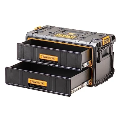 Immagine di DEWALT DWST83529 1, TOUGHSYSTEM 2.0 2x CASSETTIERA Chiusure AUTO STACKING intuitive, facili da usare e che fanno risparmiare tempo per collegare i moduli insieme