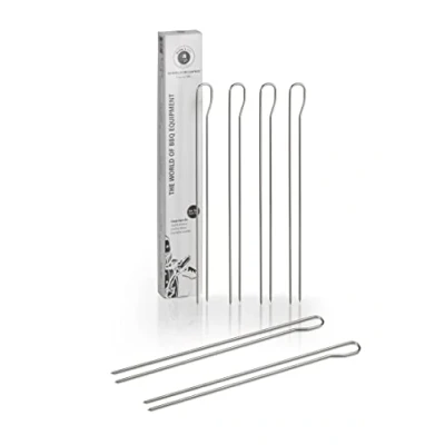 Immagine di Buddy&#039;s BBQ spiedini per barbecue, 6 doppii, grigliare, cucinare, carne, pesce, verdure, riutilizzabili, 29 cm di lunghezza, acciaio inossidabile, materiale rotondo