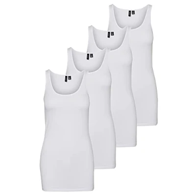 Immagine di VERO MODA VMMAXI My Soft Long Tank TOP GA 4 10265024, Confezione da (4 x bianco brillante), L
