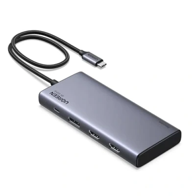 Immagine di UGREEN Revodok Pro 308 Hub USB C Triplo Schermo 2 HDMI 1 DisplayPort 4K 60Hz Adattatore 3.2 10Gbps PD 100W Ricarica Docking Station Compatibile con MacBook Air Surface