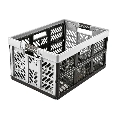 Immagine di keeeper 4x Robusti Box Contenitori Pieghevoli con Impugnature Soft touch, 54 x 37 28 cm, 45 L, Ben, Grigio Chiaro