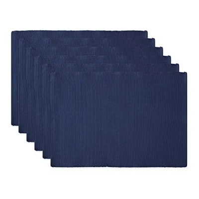Immagine di DII Basic Everyday Set di tovagliette, 13 x 19, 100% cotone, a costine, colore: blu nautico, 6 pezzi