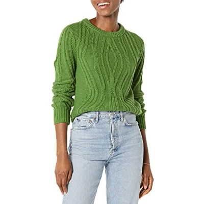 Immagine di Amazon Essentials Maglione Girocollo a Coste in 100% Cotone Donna, Verde, S