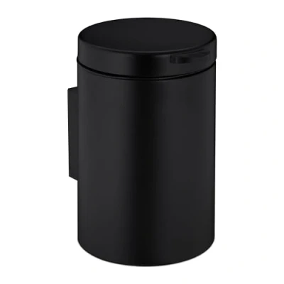 Immagine di Relaxdays Cestino da Bagno Muro, 3 Litri, Chiusura Automatica, Secchio Interno Estraibile, Bidone in Acciaio, Nero, 1 pz