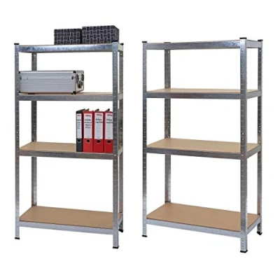 Immagine di Set 2X scaffali Officina Ufficio HWC D67 MDF Metallo 40x80x160cm 4X Ripiani Grigio