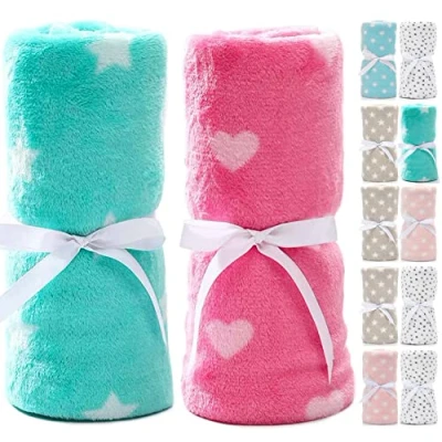 Immagine di LeerKing Coperta per Neonati Set di 2 Flanella Ultraleggera Singel Layer Morbida Bambini Ragazzi,Rosso &amp; Verde 75x100cm