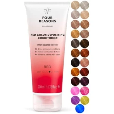 Immagine di FOUR REASONS Maschera colorante rosso (19 colori) trattamento colorante, tonifica e migliora i capelli trattati con colori colore semipermanente per capelli, 6,76 fl oz
