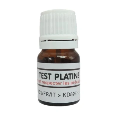 Immagine di KD89 Test reattivo/soluzione per testare oro, argento o platino, con istruzioni multi lingue, competenza gioielli, monete, lingottini, 2,5 ml (platino)