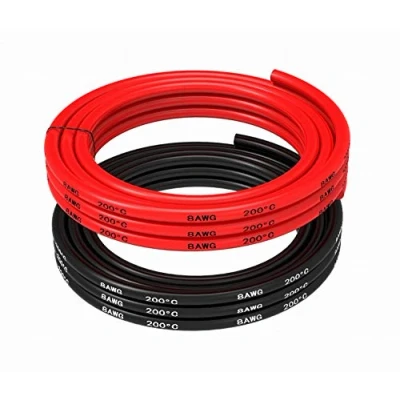 Immagine di MakerStack Cavo in silicone da 8 gauge AWG [2,5 metri nero e 2,5m rosso ]bassa impedenza morbida flessibile, per RC auto, drone, batteria aereo, ecc.