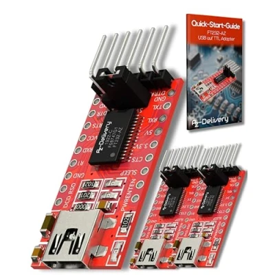 Immagine di AZDelivery 3 x Adattatore Seriale compatibile con FT232RL da USB a TTL per 3,3V E 5V Arduino incluso un Book!