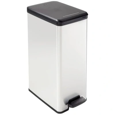 Immagine di Curver DECO Bin 240640 Bidone della spazzatura 40 l (L x A P) 250 610 420 mm Argento, Nero 1 pz.