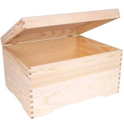 Immagine di Creative Deco XXL Grande Scatola in Legno con Coperchio per Regalo Natale 40x30.5x24 cm (+/ 1) Regalo, Cassetta Conteniore Portaoggetti Portagiochi Perfetta Decoupage Documenti Giocattoli