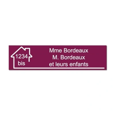 Immagine di Mygoodprice Targhetta incisa con nome e numero autoadesiva per cassetta delle lettere, 10 x 2,5 cm, personalizzabile, da 1 a 3 righe, bordeaux