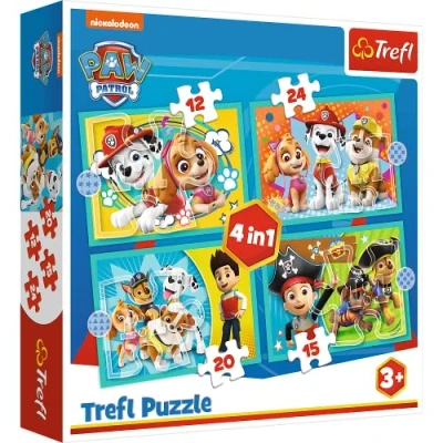 Immagine di Trefl 12 a 24 Elementi, 4 Set, Squadra Allegra di Paw Patrol, per Bambini da 3 Anni Puzzle, Colore, Das lustige Team von, TR34346