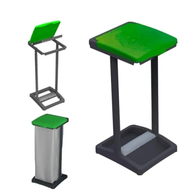 Immagine di Avilia Portasacco Portarifiuti Mono per Raccolta Differenziata 31,5x36x80 cm, Resina di Polipropilene Verde, Eco Friendly e Resistente Interni ed Esterni
