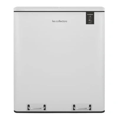 Immagine di Les Collectors Pattumiera per raccolta differenziata N918, in acciaio inox colore Bianco mat, 2 scomparti 2x30L a pedale