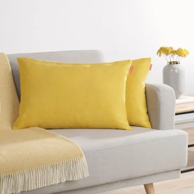 Immagine di Blumtal Federe Cuscini Divano in Ciniglia, Copricuscini Divano, Cuscino 2 Pezzi, 40 x 60cm, Senape