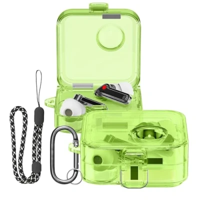 Immagine di kwmobile Custodia Protettiva per Caricatore compatibile con Nothing ear (2) Resistente Cover Box Portauricolari verde/trasparente