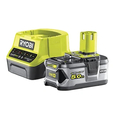 Immagine di Ryobi RC18120 150 Kit con Caricabatterie e 1 Batteria da5.0Ah al Litio 18V ONE+, 4 Indicatori di Stato Carica, Grande Autonomia