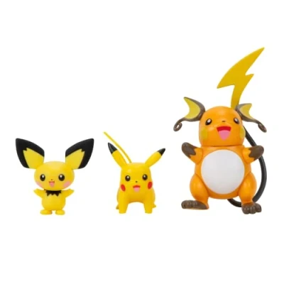 Immagine di Pokémon PKW2778 Confezione da 3 pezzi, caratteristiche Pichu e Pikachu Raichu Battle Figure pollici, Evolution Multipack stile 2, Multicolore