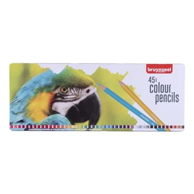 Immagine di Bruynzeel Set di matite colorate da 45 colori in latta per disegno, libri colorare adulti, Bullet Journaling Pappagallo