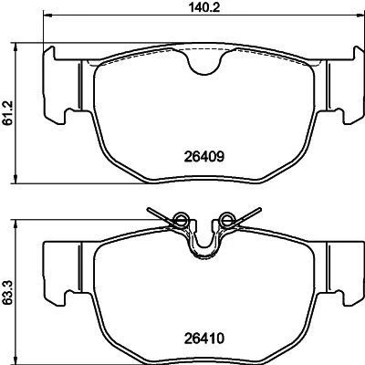 Immagine di HELLA 8DB 355 044 381 Kit pastiglie freno Predisposto per contatto segnalazione usura JAGUAR: F Pace, LAND ROVER: Range Rover Velar