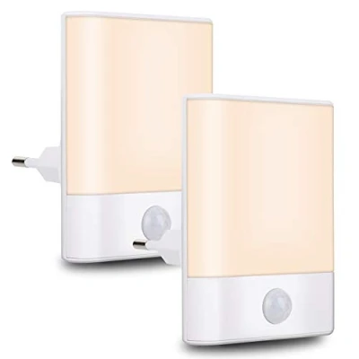 Immagine di Brisun Presa per luce notturna con rilevatore di movimento, 2 3 modalità (auto/ON/OFF), bianco caldo a risparmio energetico camerette, corridoi, camere da letto, bagni, cucine.