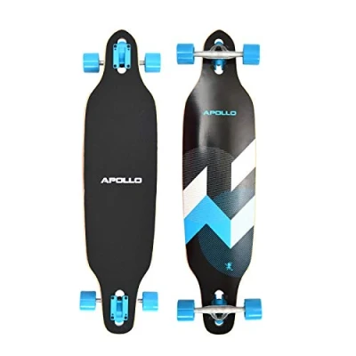 Immagine di Apollo Longboard Matei Special Edition Tavola Completa con Cuscinetti a Sfera ABEC High Speed incl. Skate T Tool, Drop Through Freeride Skating Cruiser Boards Tavole