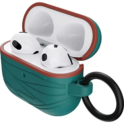 Immagine di Otterbox Custodia LifeProof per AirPods 3ª gen 2021, antishock, graffi e cadute, protezione sottile Apple con moschettone, progettata in modo sostenibile, Verde Acqua