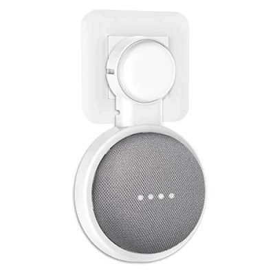 Immagine di PlusAcc Supporto a Muro per Nest Mini/Google Home Mini, Senza Fili o Viti Disordinati, Salvaspazio Staffa di Montaggio Spina in Cucina Bagno e Camera da Letto (Bianco)
