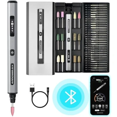 Immagine di Penna per incisione elettrica mini intelligente di ARROWMAX, motore HollowCup, 42 bit con custodia in alluminio, OLED, carica magnetica, utensile rotante, legno, vetro e plastica (SGS MAX)