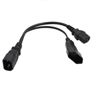 Immagine di HangTon cavo di alimentazione UPS PDU splitter a Y, prolunga IEC320 C14 maschio C13 femmina + presa europea CEE7/1 10A 12&quot; per computer