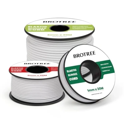 Immagine di Brotree Corda Elastica 1mm x 20m Cordoncino Elastico Rotonda Filo per Perline, Braccialetto, Artigianato e Progetti Fai da te Bianco