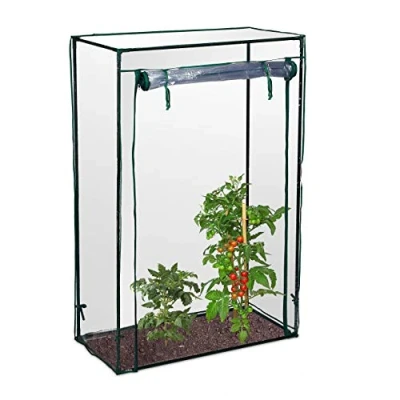 Immagine di Relaxdays 2X Serra per Pomodori, Giardino, Balcone, Telo Orto Trasparente, HLP 150x100x50 cm, Acciaio &amp; PVC, Trasparente
